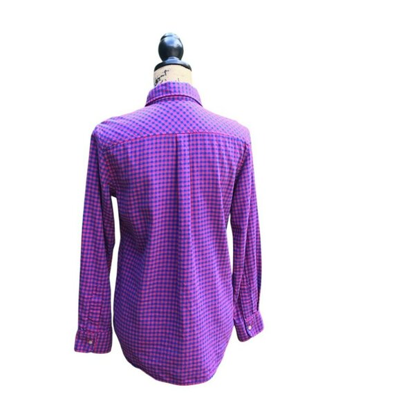Womens Uniqlo Pink & Blue Plaid Button-Up Long Sleeve Shirt Size L Cotton - Picture 2 of 6